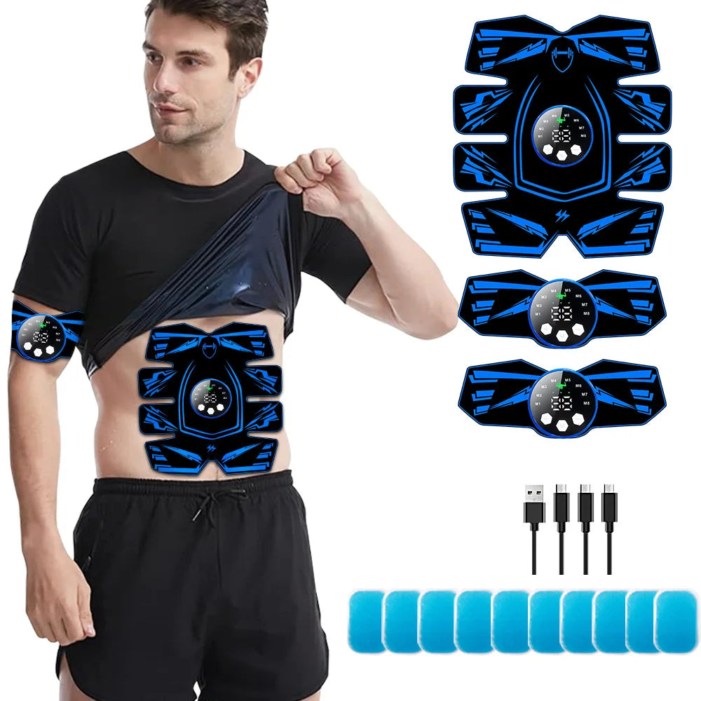 Professional EMS 8-Pad Ab Trainer and Muscle Stimulator with Vibration for Abdominal Toning, Home Fitness Equipment
