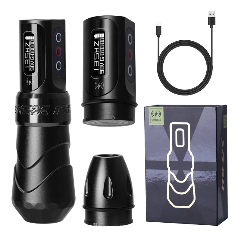 New Professional Tattoo Pen Fluk Max Wireless Tattoo Machine with  2Battery Permanent LCD Display Makeup Rotary Tattoo Pen