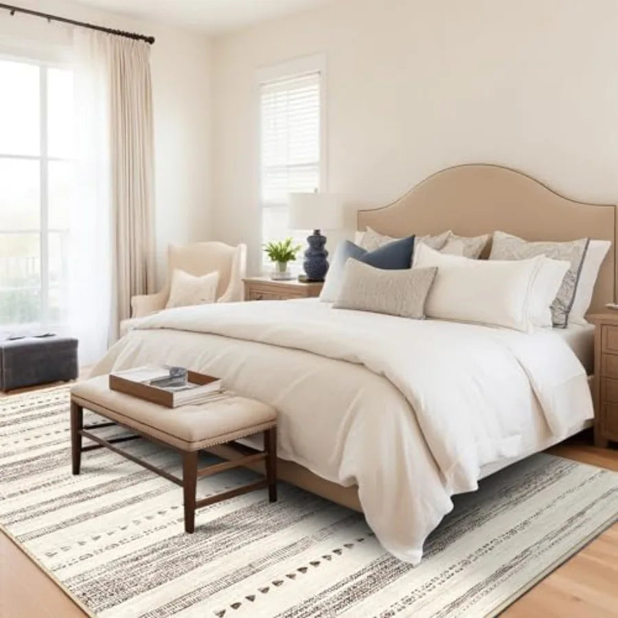 Hign-concerned Moroccan Geometric Area Rug Washable