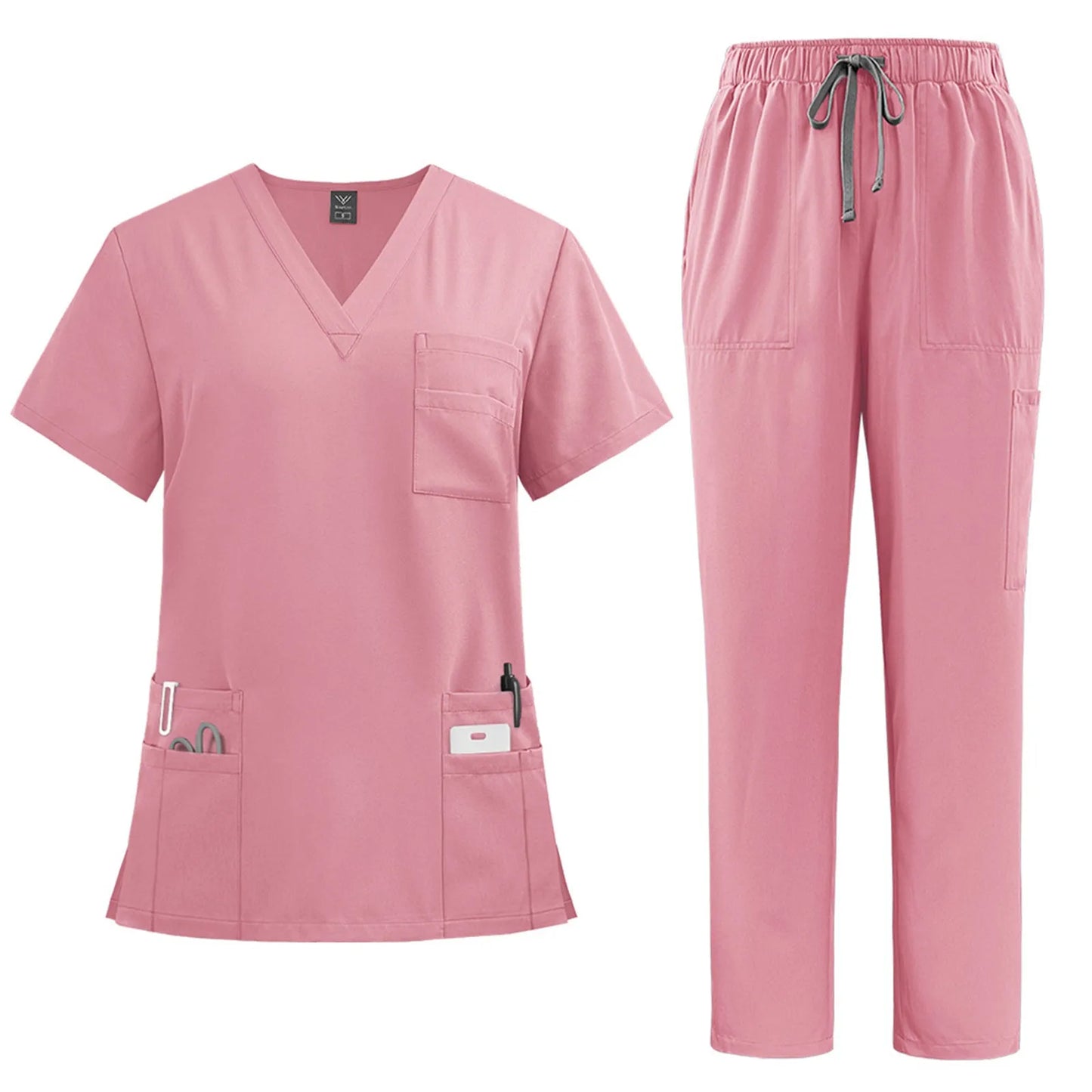 Medical Nurse Uniform 2Piece Scrubs Set Women Polyester