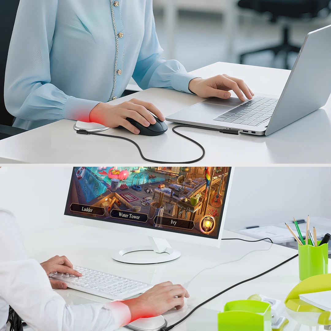 Red Light Therapy Mouse Wrist Rest - 660NM & 850NM Dual Band Infrared Light Relieve Wrist Pain For Tenosynovitis Office Workers