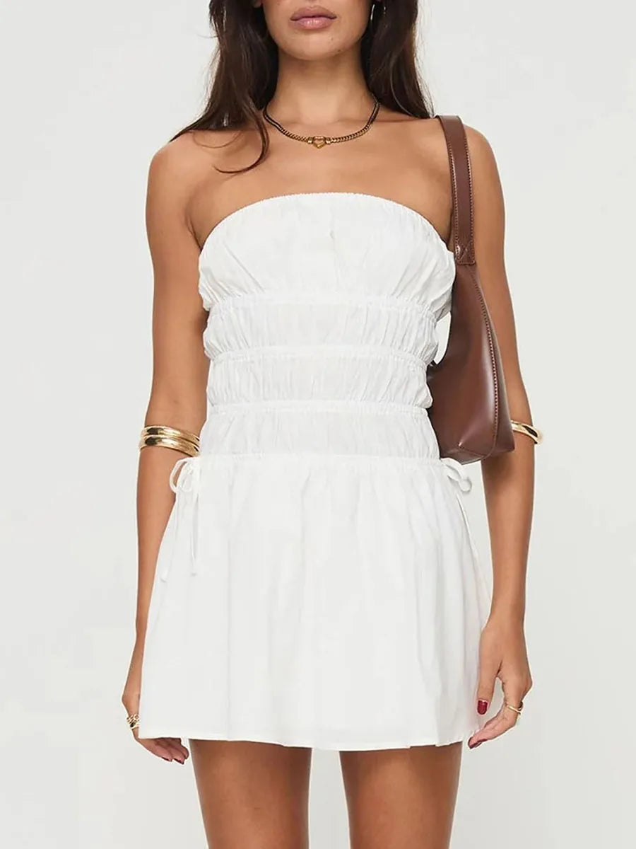 Hirigin Velvet Strapless Backless Party Dress for Women