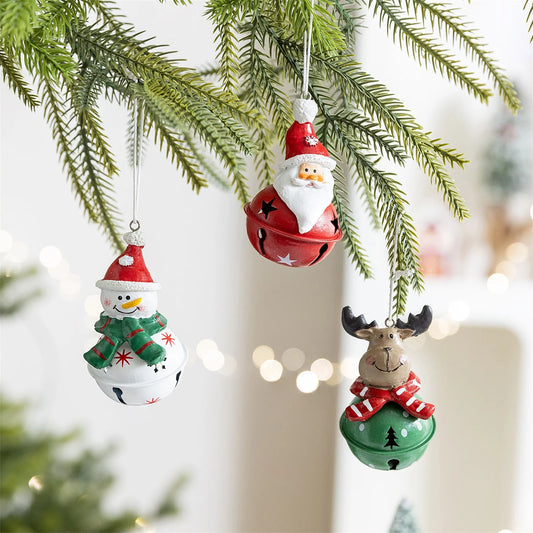 HandcraftedMetal Christmas Bell Pendant Snowman Ornament For Festive Evergreen Decoration