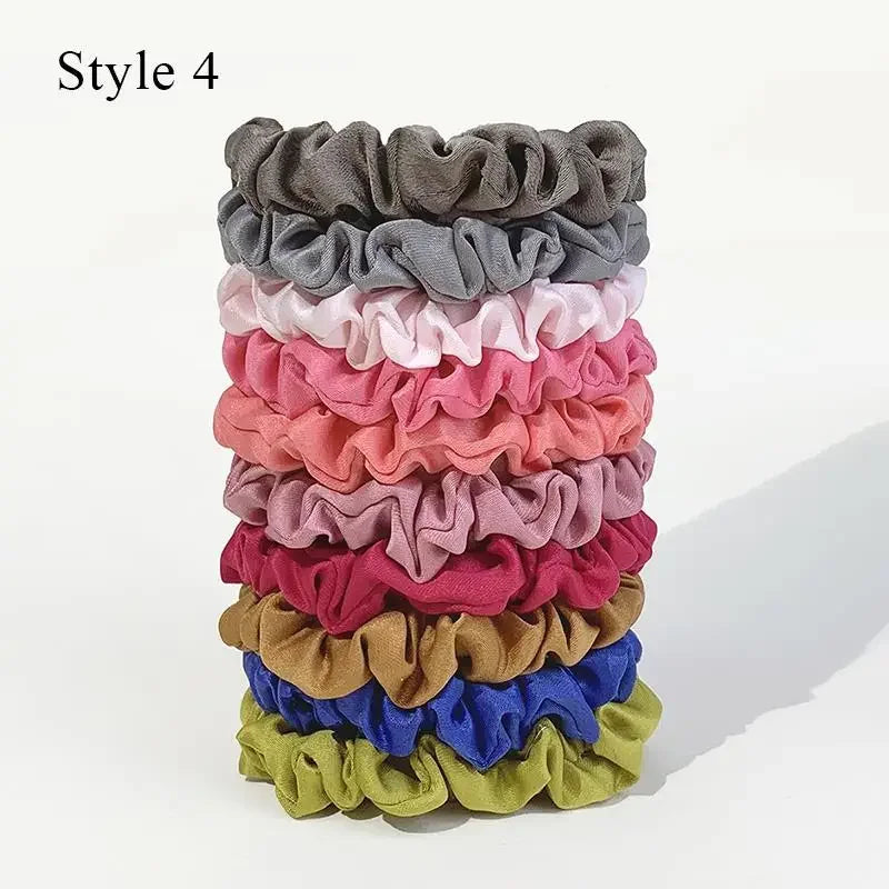 Satin Silk Hair Scrunchies 10pcs Set For Women Elastic Comfort