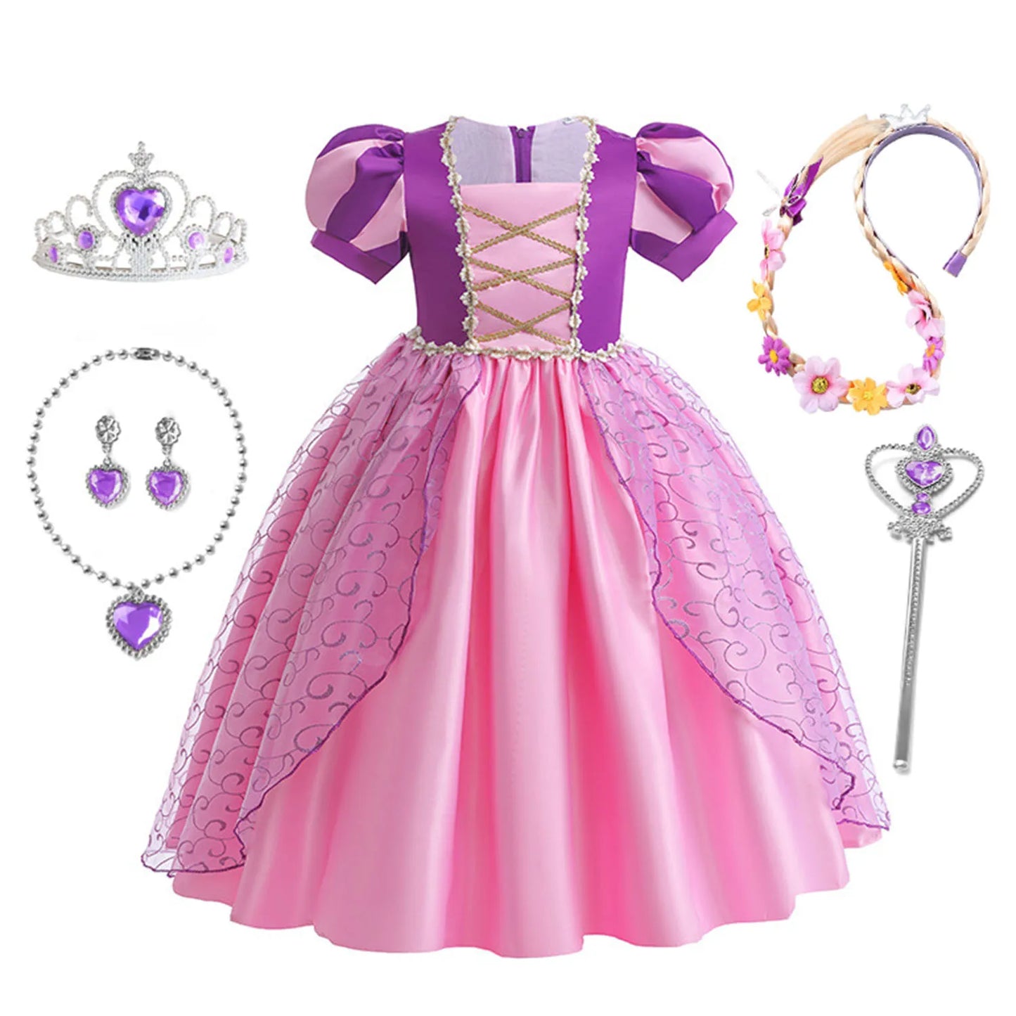 Girls Princess Rapunzel Dress For Parties Cosplay Costume