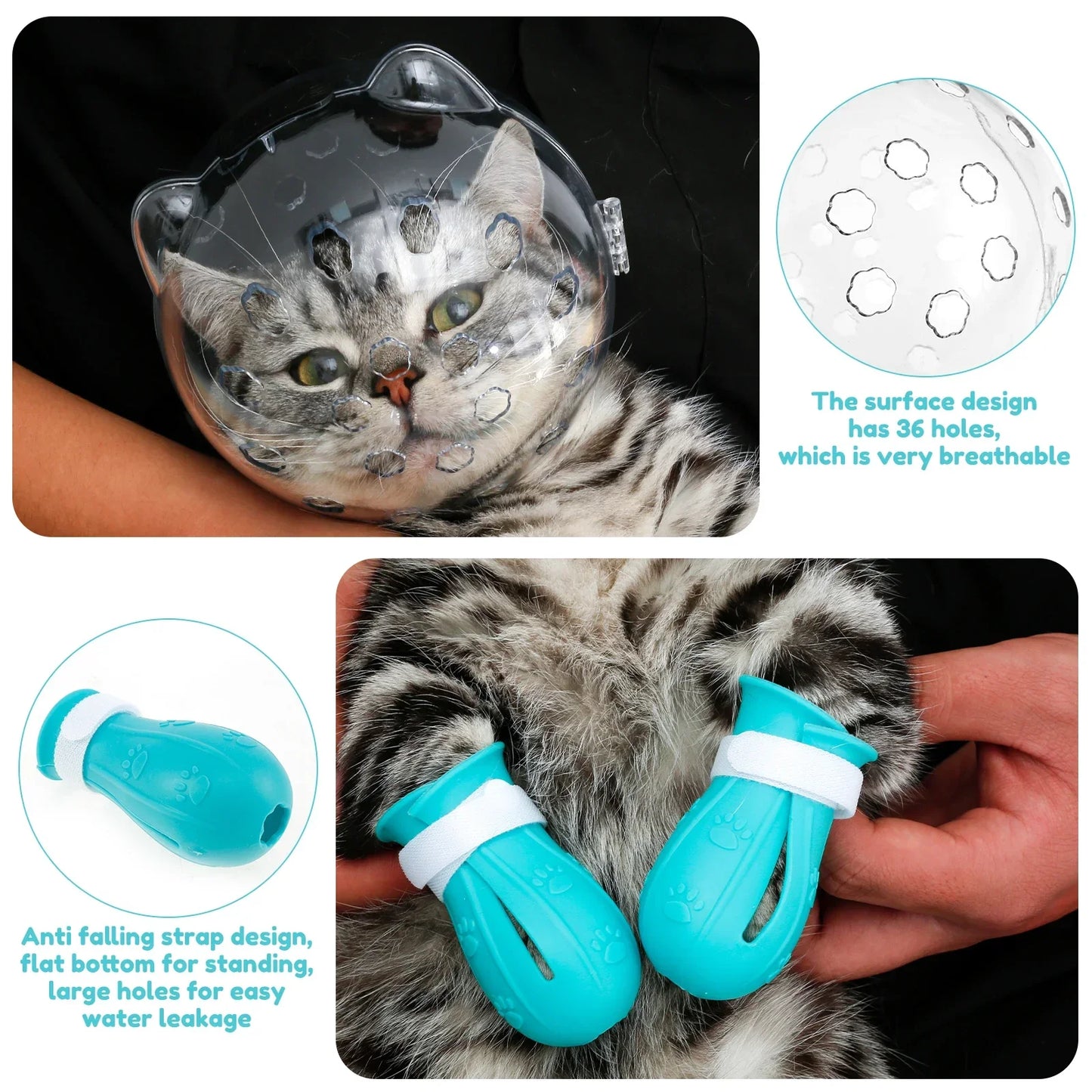 Cat Muzzle Hood Breathing Anti Bite Space Helmet Grooming