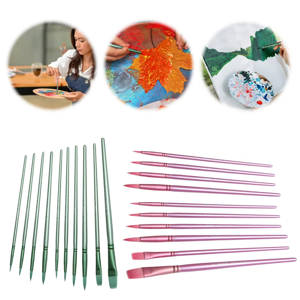 Handle Watercolor Brushes Set Wooden Handle Nylon Hair 4Pcs