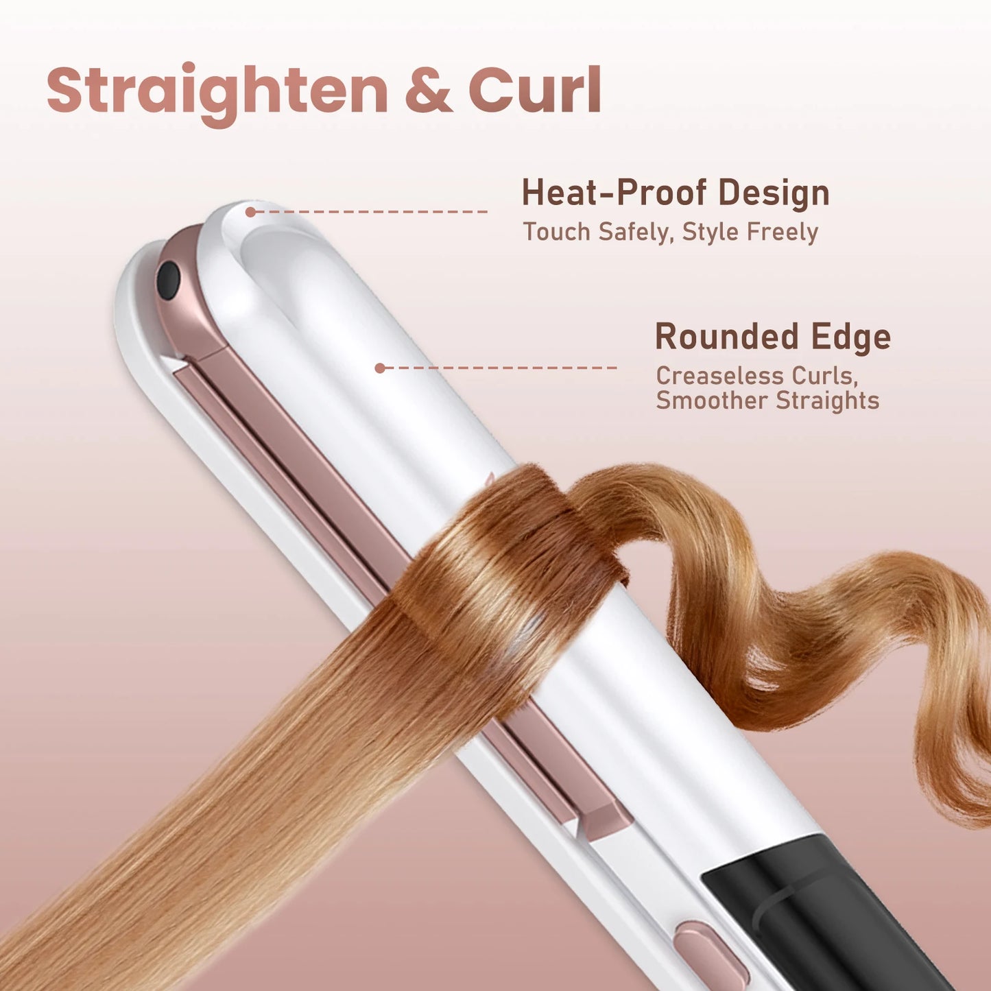 MAXGROOM 3In 1 Professional Hair Straightener Curlering PTC Ceramic Fast Heating Curler Adjustable Temperature Hair Straightener