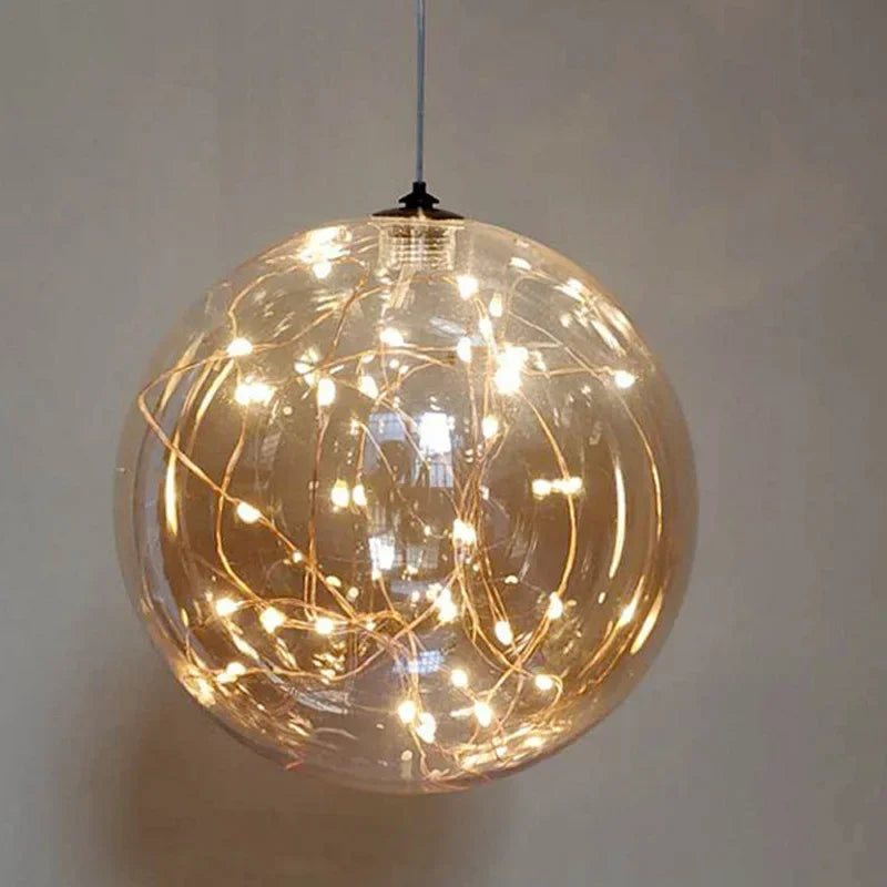 ENERLORD Modern LED Nordic Pendant Light Starry Glass Ball
