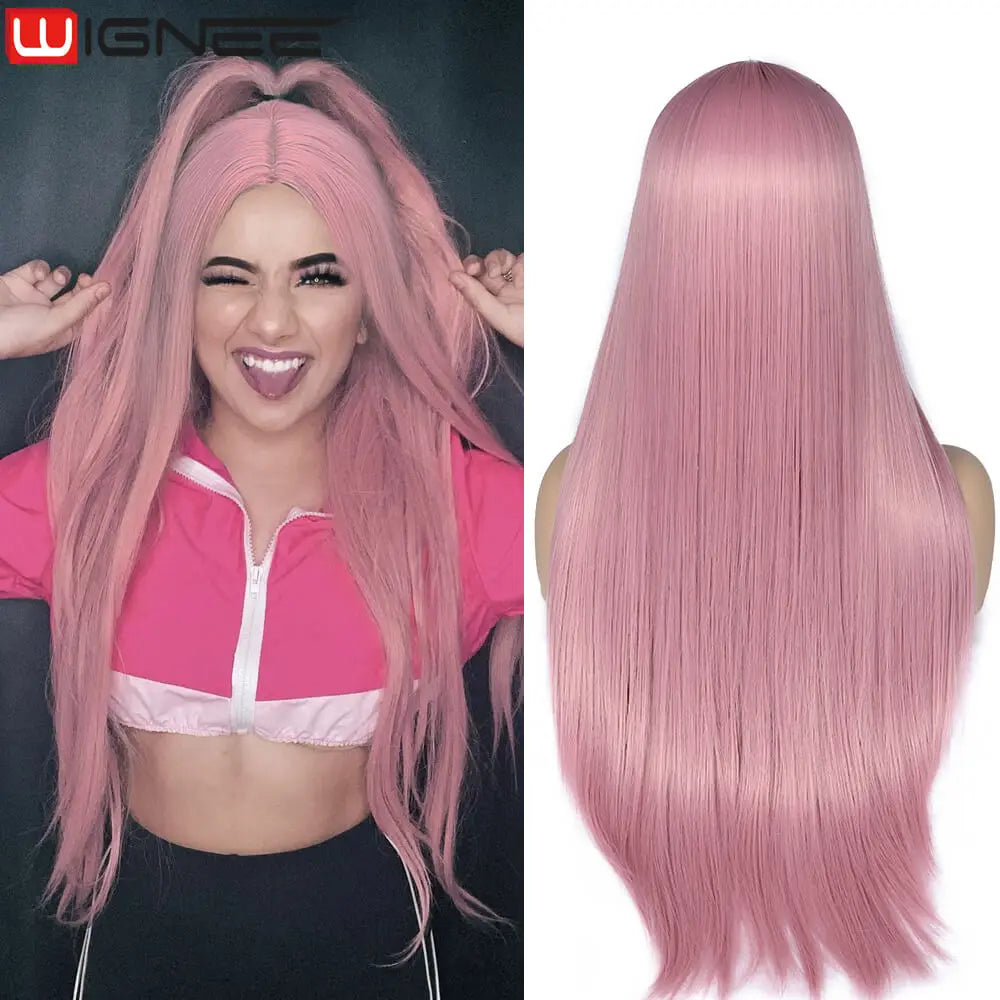 Wignee Long Straight Synthetic Wig For Cosplay Daily Use