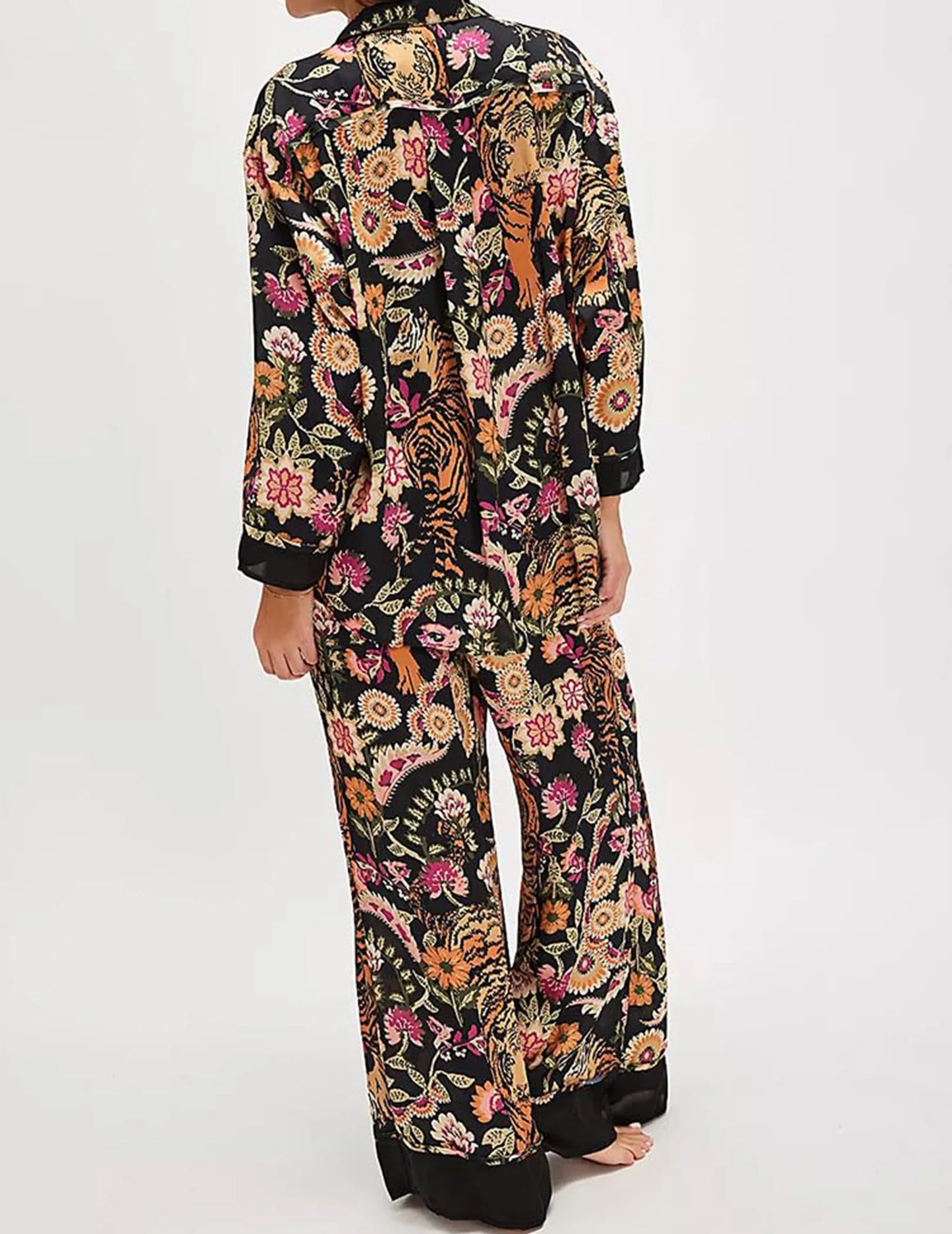 Satin Pajama Set 2 Piece Button Down Loungewear For Women