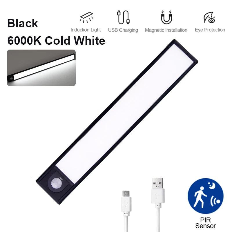 Ultra-thin LED Cabinet Light USB Rechargeable Motion Sensor Light 3 Colors Dimmable Wardrobe Closet Kitchen Lighting Night Lamp