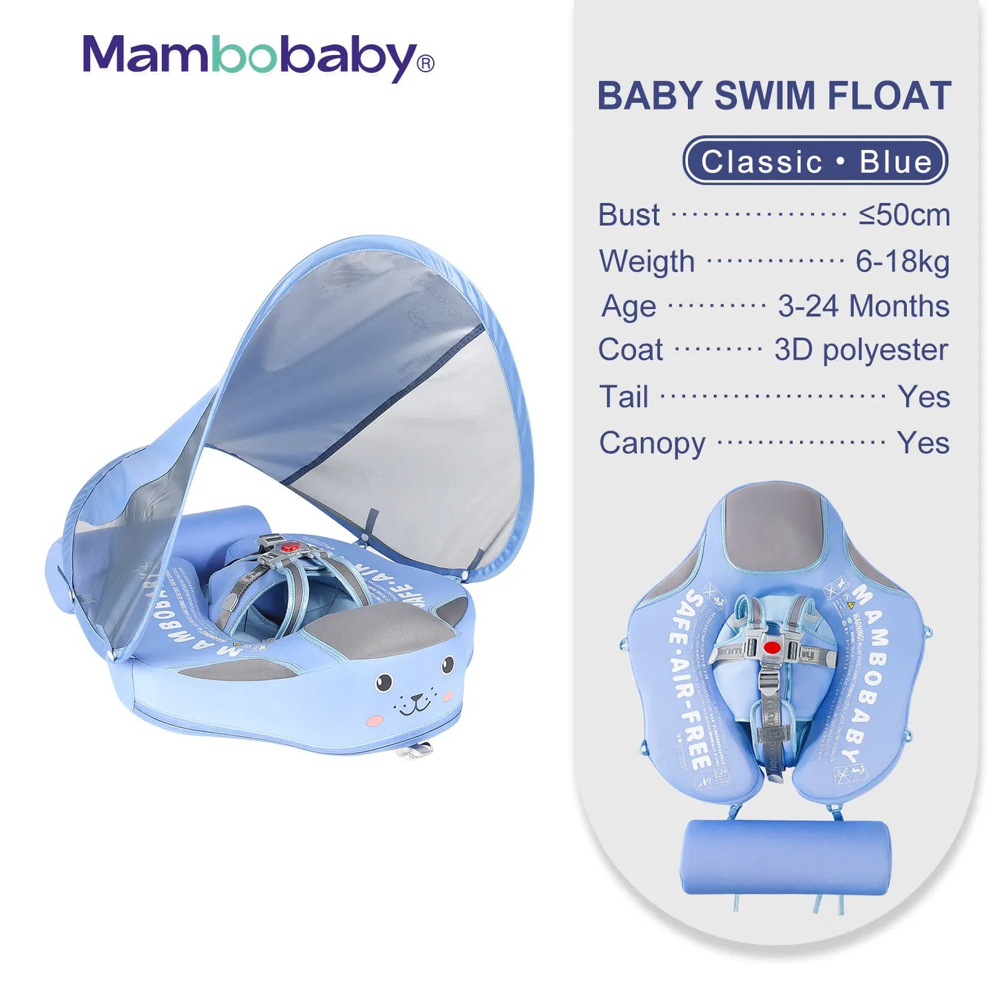 Mambobaby Baby Float With Sunshade And Crotch Strap