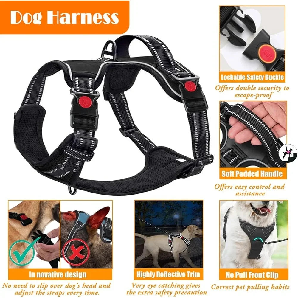 XMSJ Dog Harness Leash Set No Pull Training Travel Kit