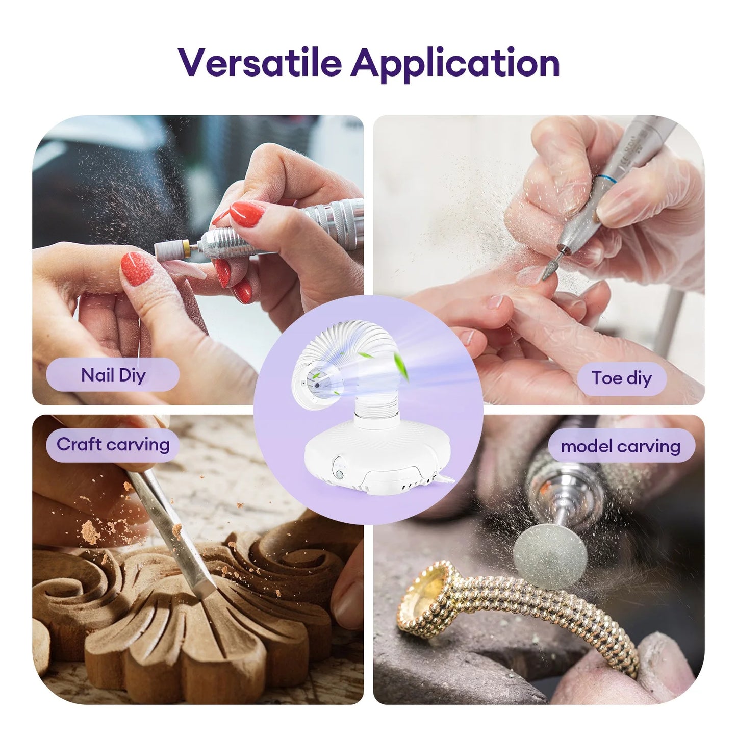 130W Brushless Nail Dust Collector Strong Suction Vacuum Cleaner With Tube Elbow Manicure Fan Nail Art Manicure