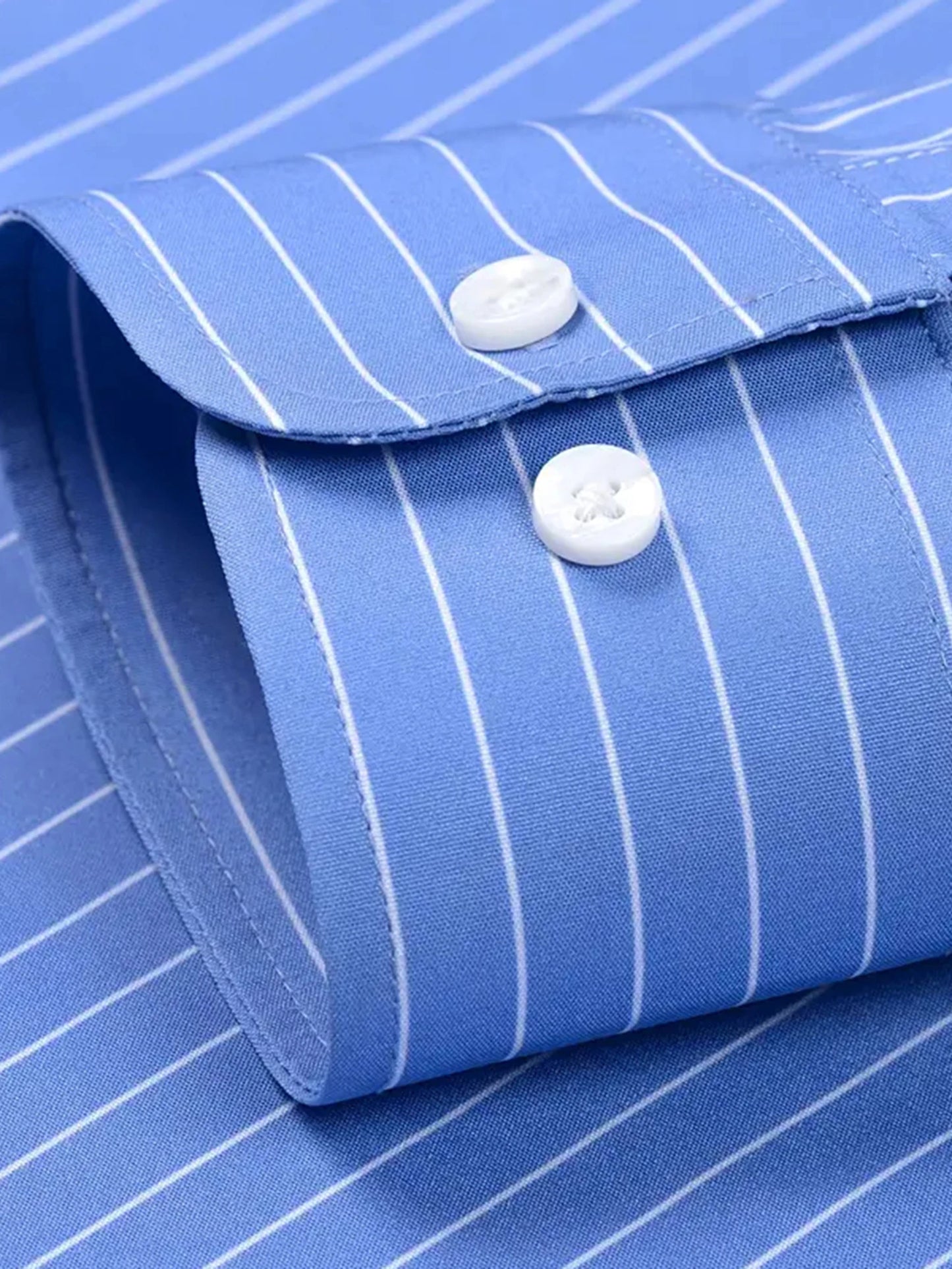 CN Guangdong Men Classic Striped Shirt Long Sleeves Stand Collar