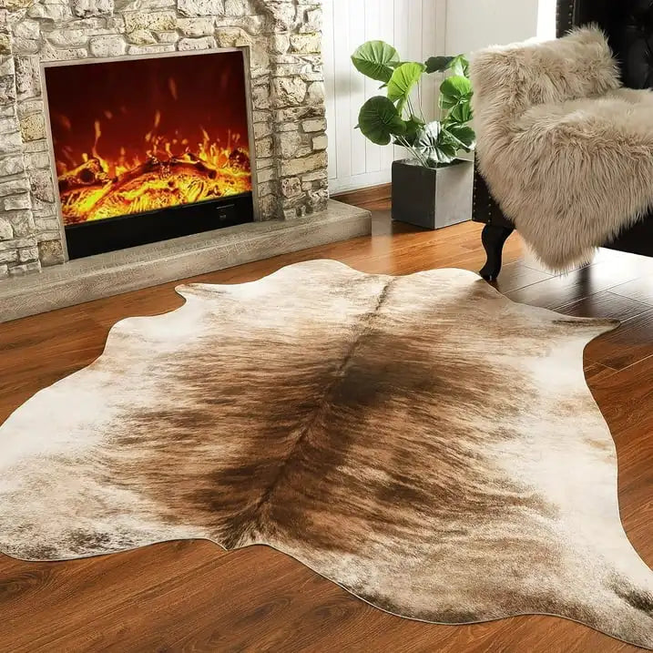 LochasCN American Style Animal Print Faux Fur Rug Decor