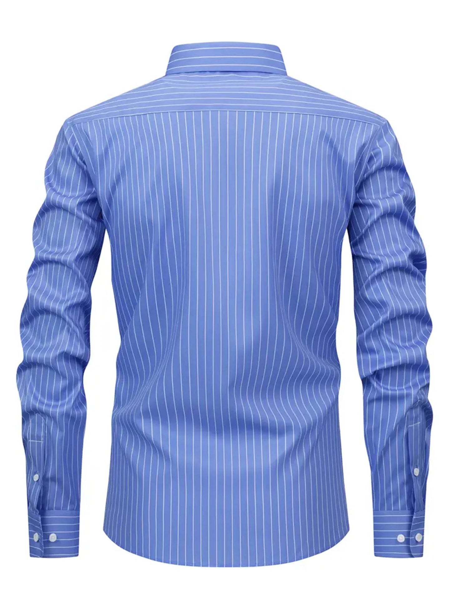 CN Guangdong Men Classic Striped Shirt Long Sleeves Stand Collar