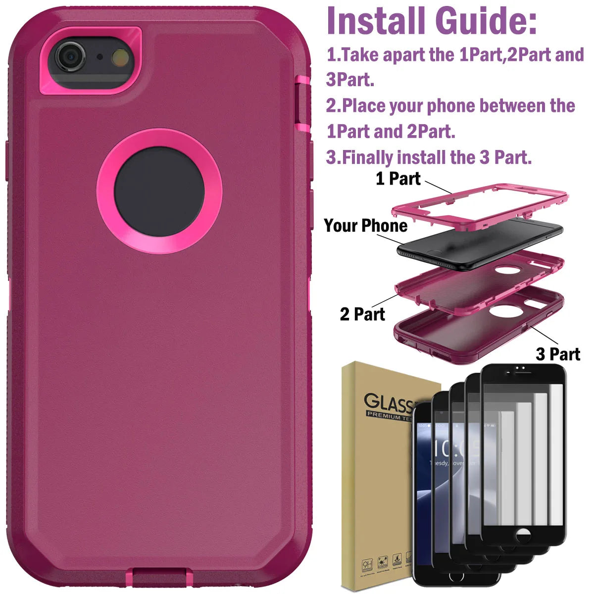 Design iPhone 6/6s Shockproof Case with Tempered Glass