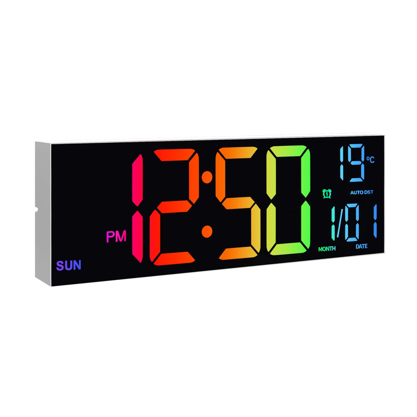 16" Large Digital Wall Clock, Big LED Display with Remote, 8 RGB Color, Alarm, DST, Temperature for Living Room, Kitchen