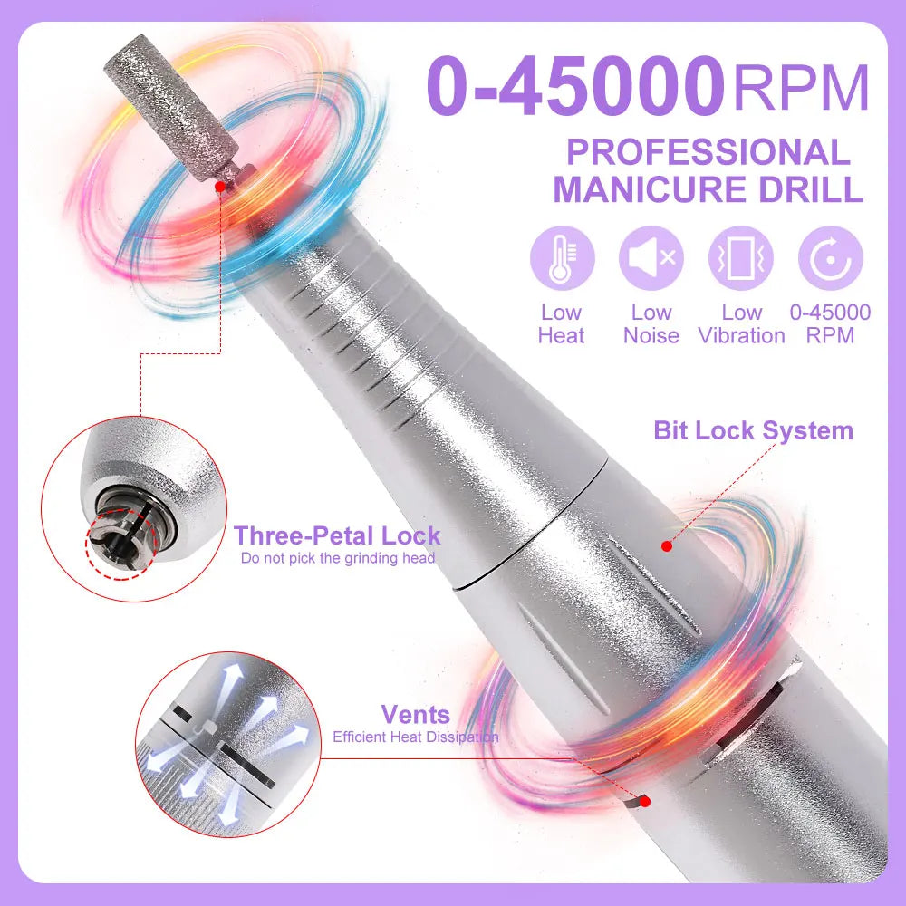DMJ V6 Electric Nail Drill Kit 45000RPM Portable Manicure File