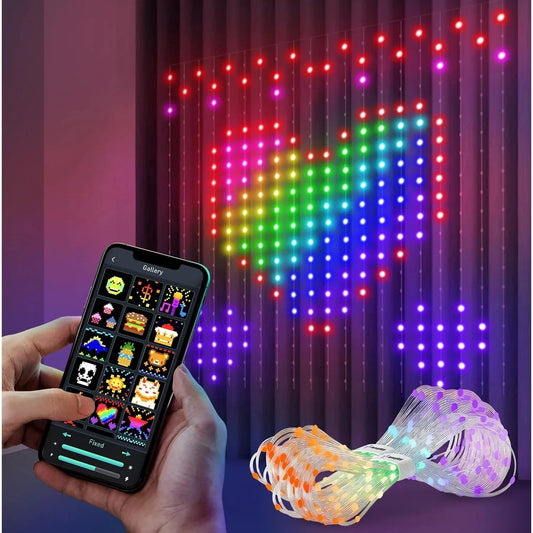 Smart LED Curtain Light App Controlled RGB Dimmable DIY Pattern Music Ambient Lighting Home Decoration