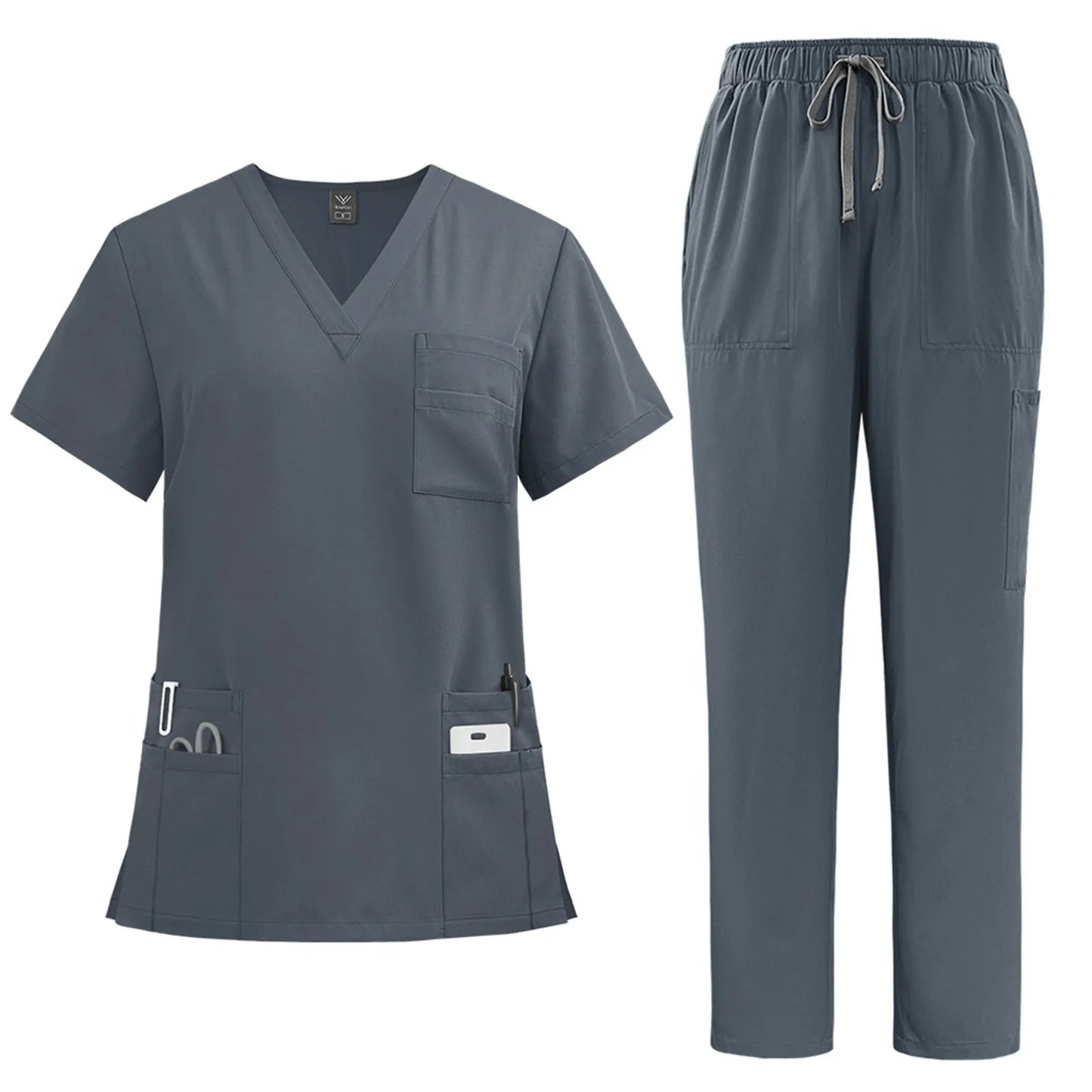 Medical Nurse Uniform 2Piece Scrubs Set Women Polyester