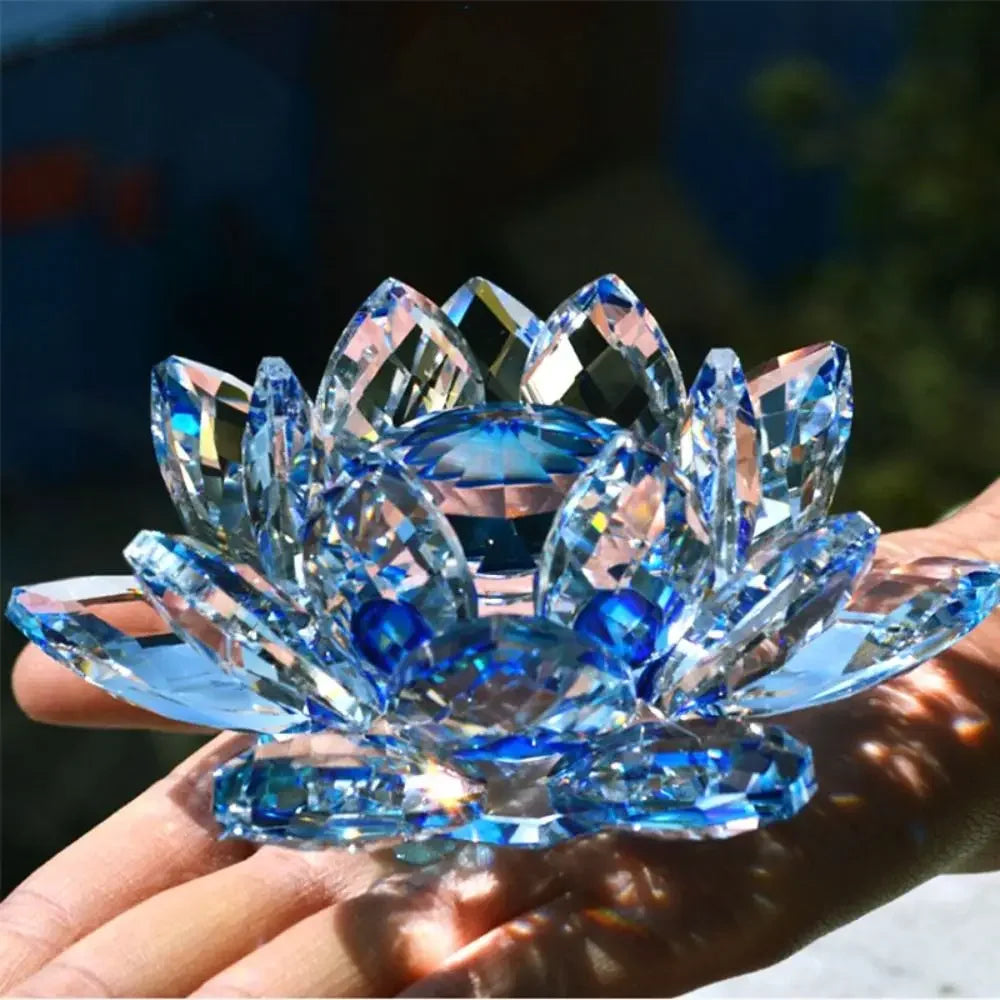 Hign Concerned Crystal Lotus Figurine Paperweight Decor