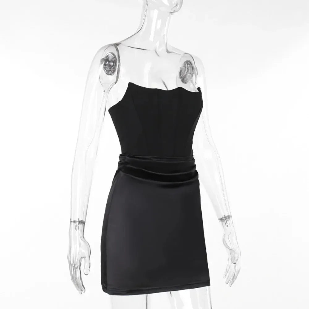 HIZILENTCN Bodycon Corset Tube Dresses Off Shoulder Sleeveless For Women