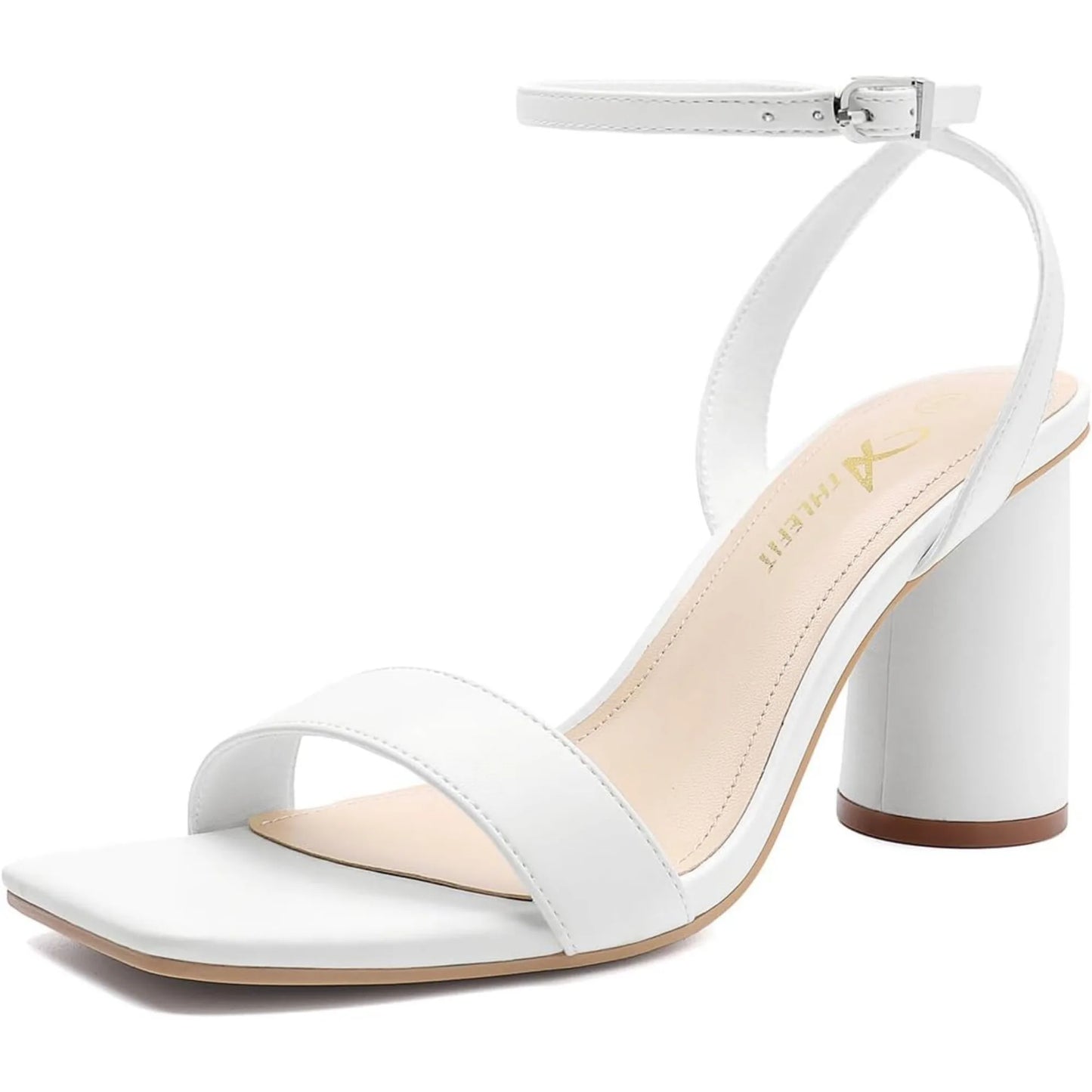 Women's Strappy Chunky Block Heels Fashion Square Open Toe Heeled Sandals Ankle Strap Wedding Party Shoes