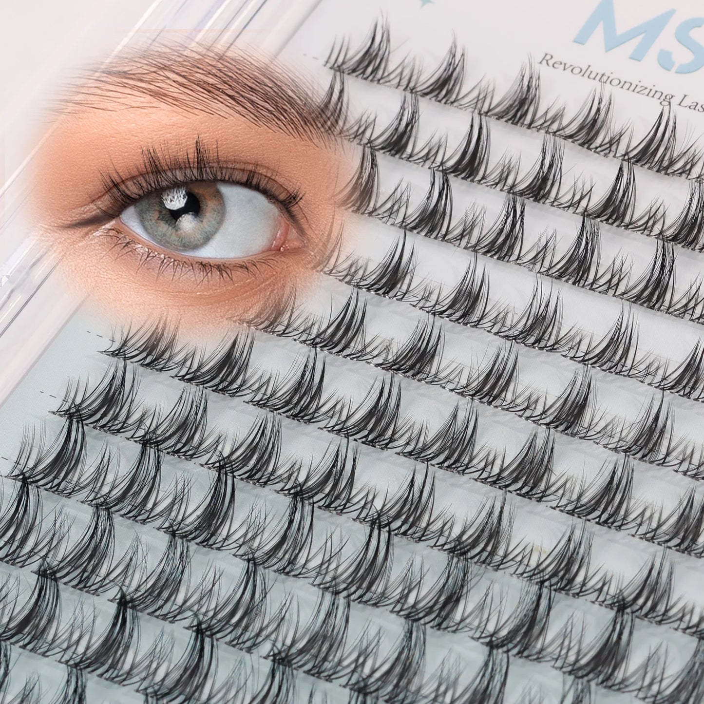 Mscici Thinnest 0.03mm Natural Spike Anime Cluster Design Manga Lash Clusters Kit Waterproof Clear Lash Glue For Sensitive Eyes