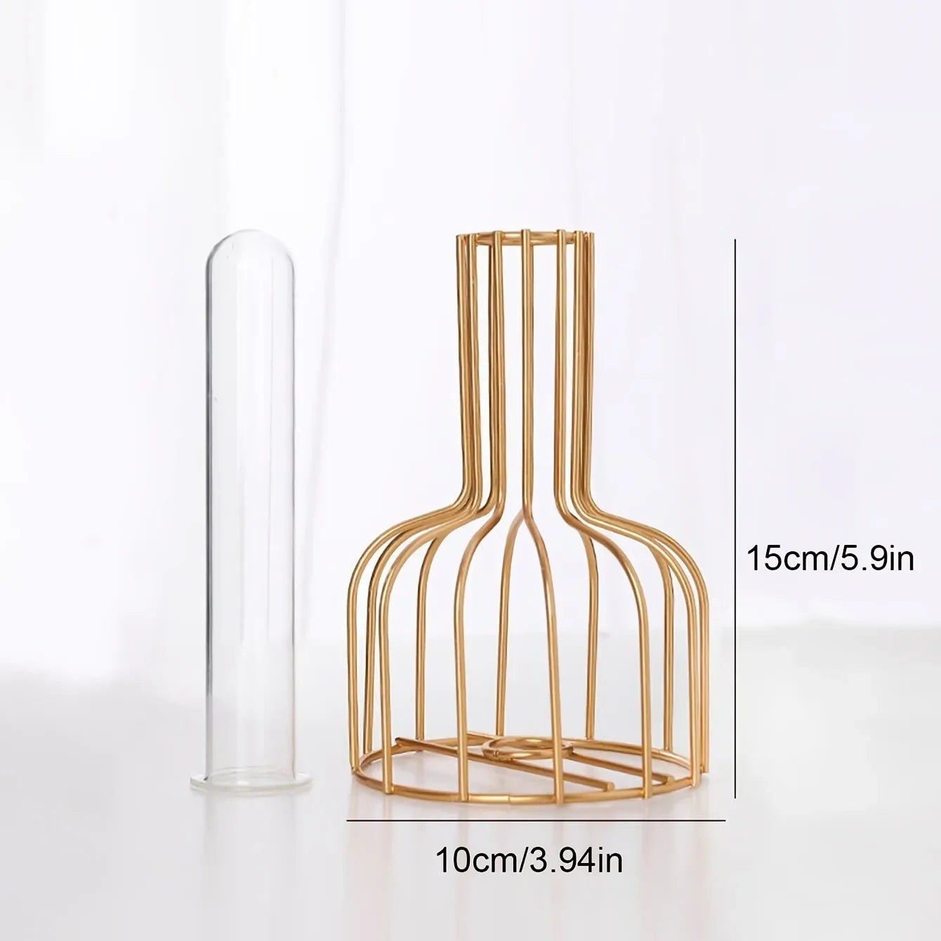 Hollow Iron Vase Dried Flowers Centerpiece Decor Home Office