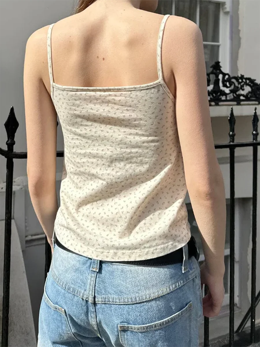 Hirigin Women Off Shoulder Ruffle Crop Top Floral Sleeveless OpenBack