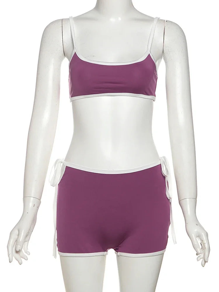 Weird Puss Casual Women 2 Piece Tracksuit Camisole Shorts