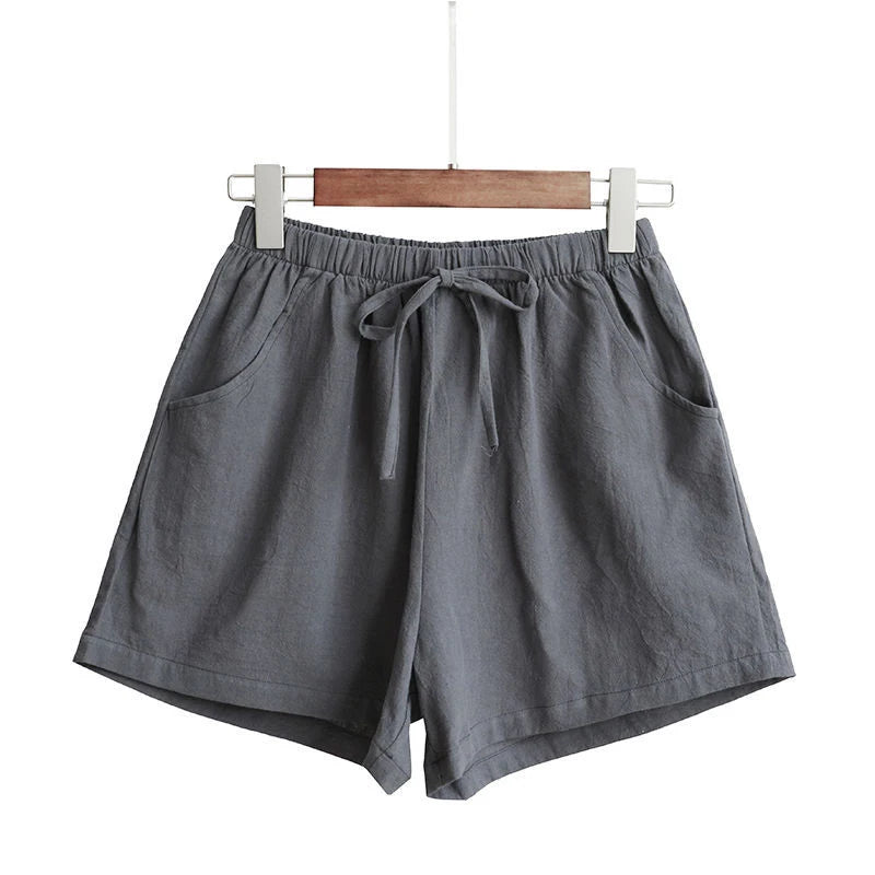 Milatwins Cotton Linen High Waist Women's Casual Shorts