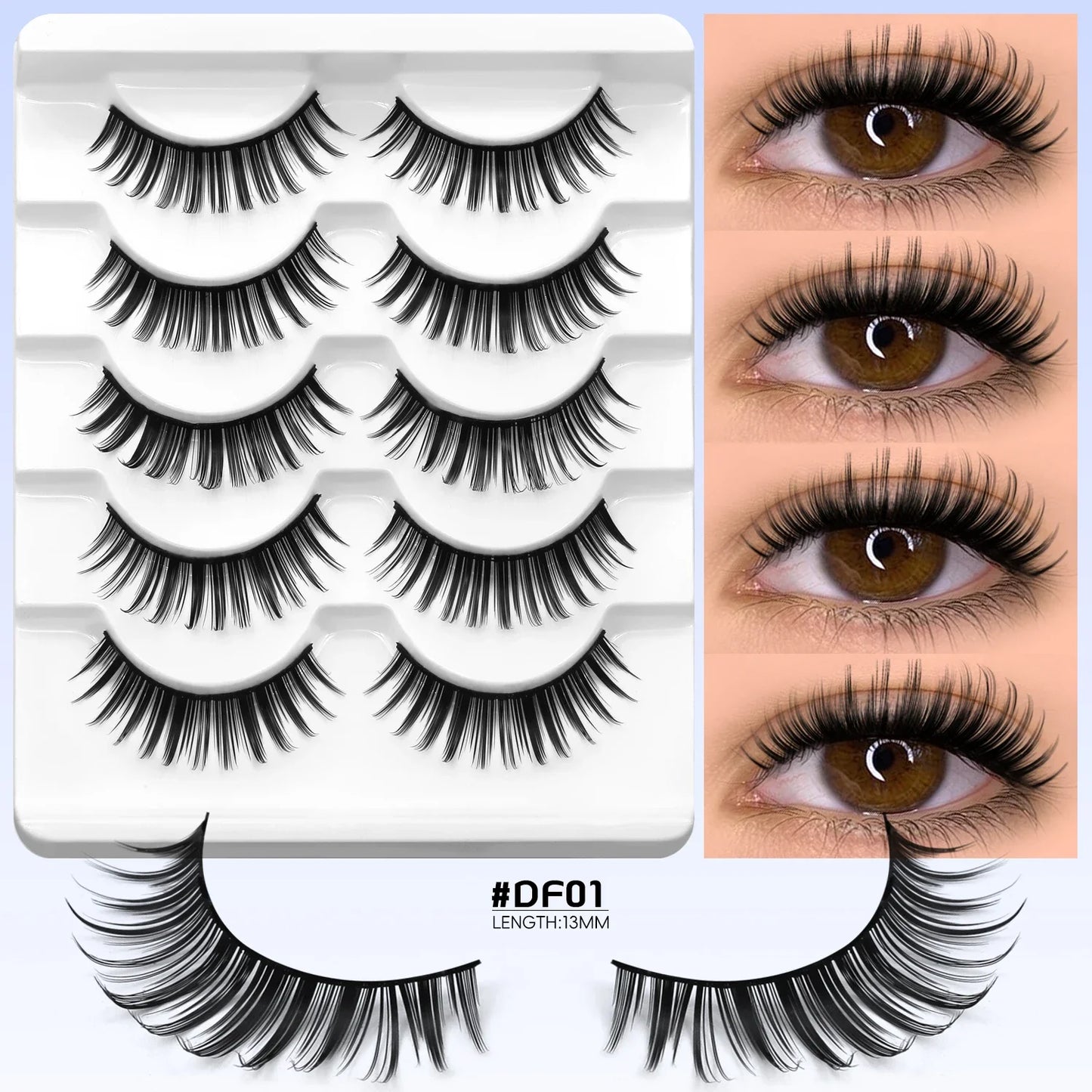 Two Boxs Half Eyelashes Natural Fluffy Cat Eye Lashes Soft Wispy Faux Mink Lashes Winged End Eye Elongated Eyelashes