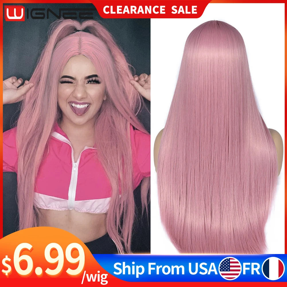 Wignee Long Straight Synthetic Wig For Cosplay Daily Use