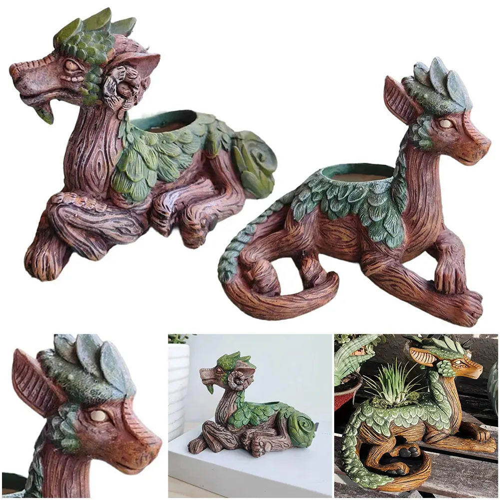 APWIKOGERH Dragon Tree Succulent Planter Resin Statue
