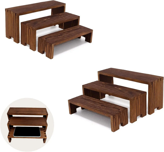 Hign-concerned Wooden Cupcake Display Riser Stand 3 Tier