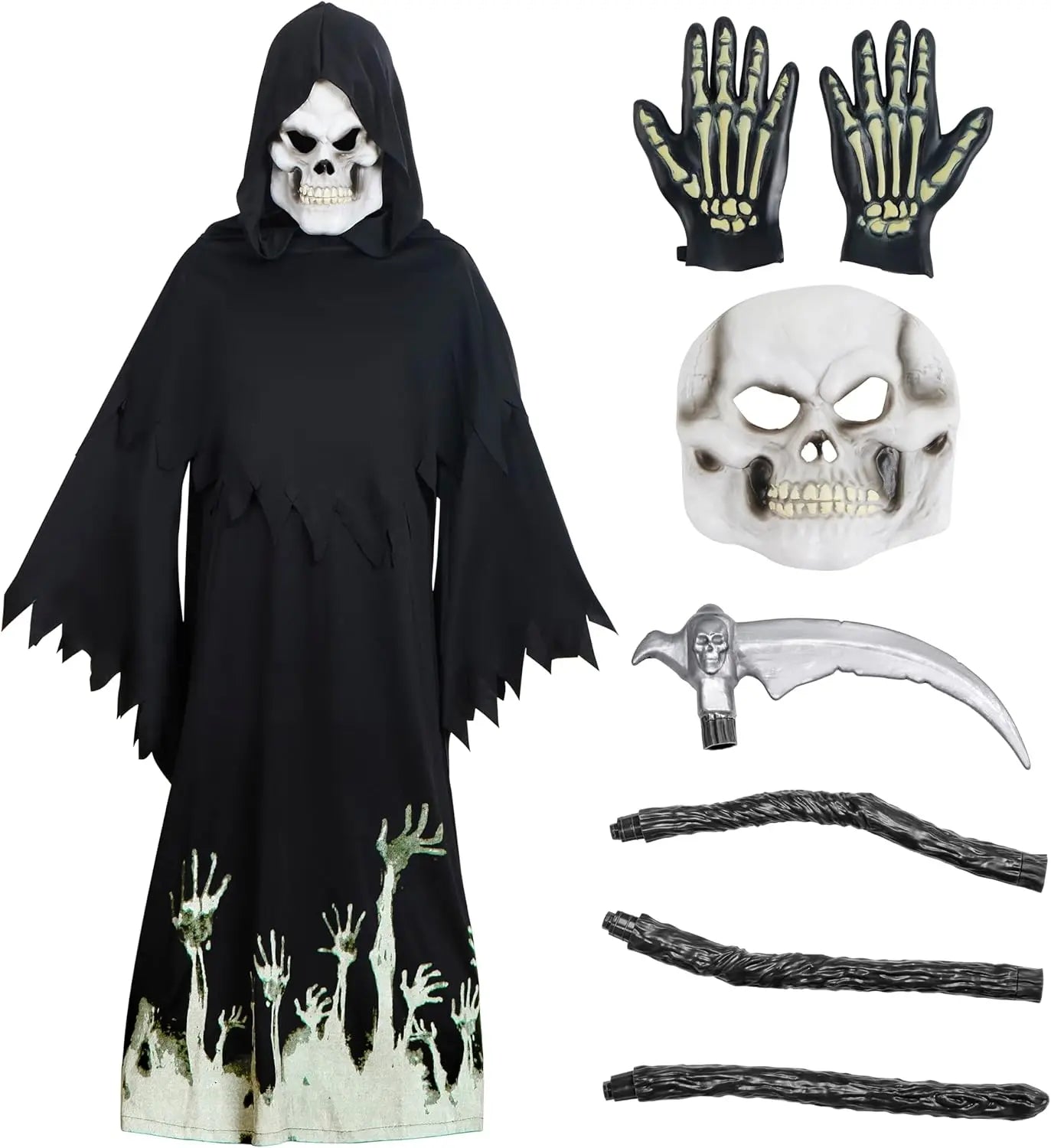 Joyfy Glow in the Dark Grim Reaper Costume for Boys