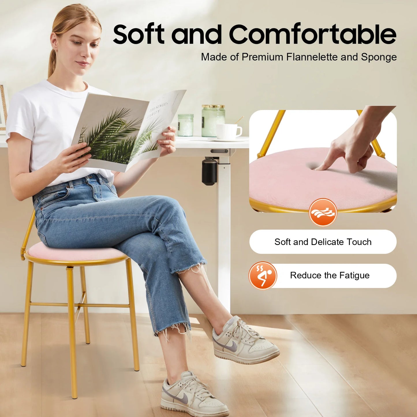 Elegant Butterfly Backrest Dining Chair With Soft Cushion Iron Frame