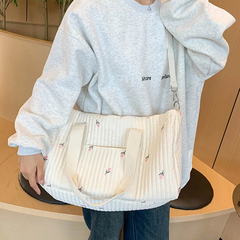 Closure Baby Diaper Bag Embroidered Nappy Organizer Cartoon Messenger Tote