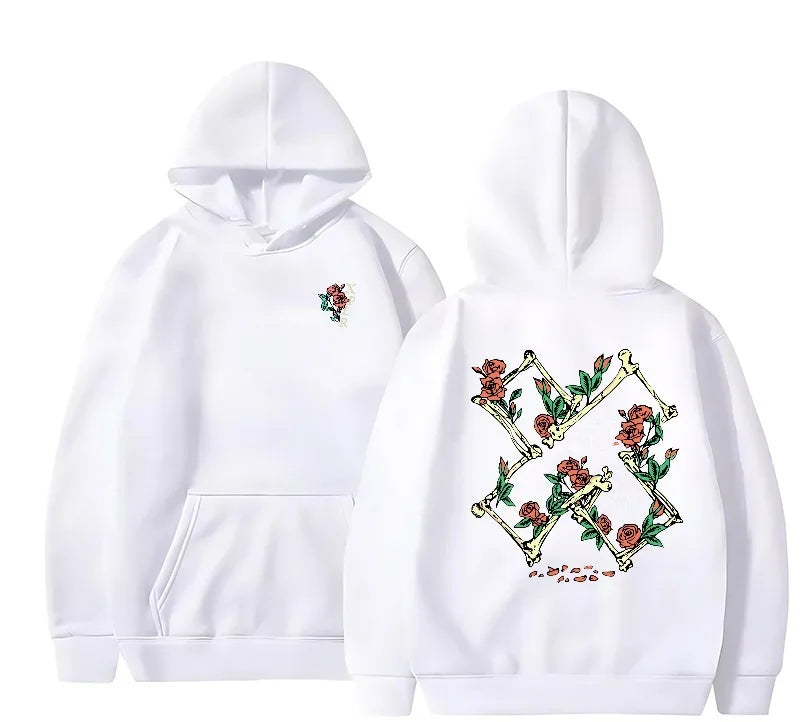 Unisex Fleece Lined Hoodie With Butterfly Rose Gothic Print