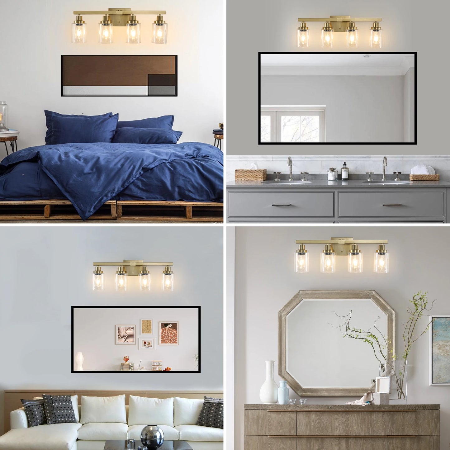 ARLGSITEC 4 Light Vanity Fixture With Clear Glass Shades