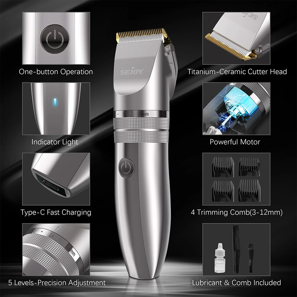 Sejoy Hair Trimmer for Men Cordless Rechargeable Electric Clipper