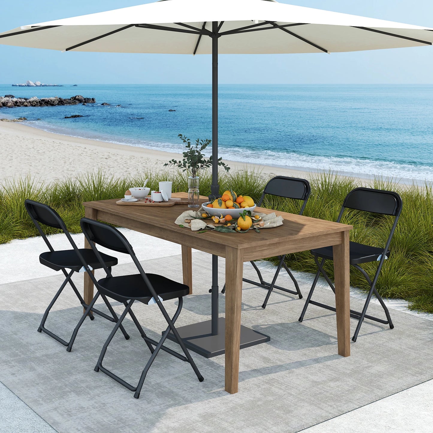 JHK Plastic Folding Chairs Set Indoor Outdoor Lightweight Portable