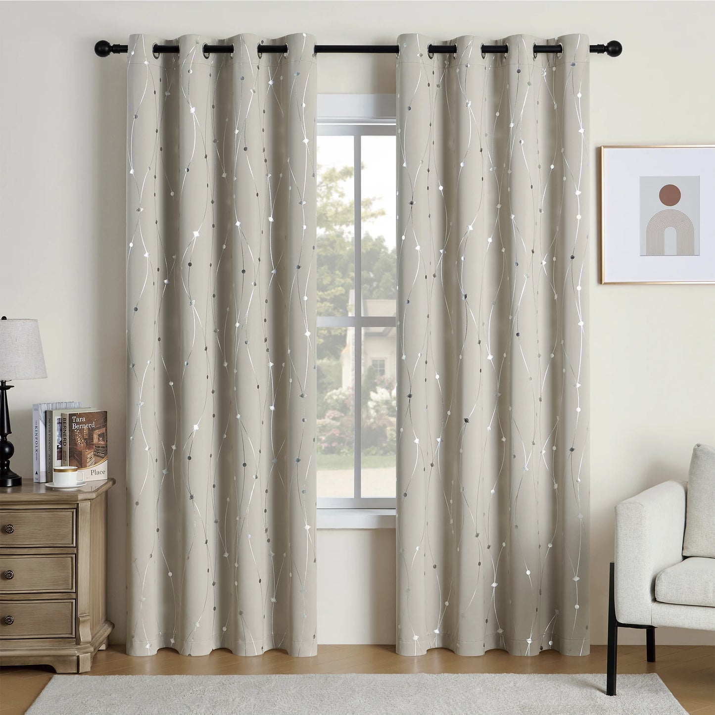 Zhejiang Craft Of Weaving Sliver Print Blackout Curtains 2