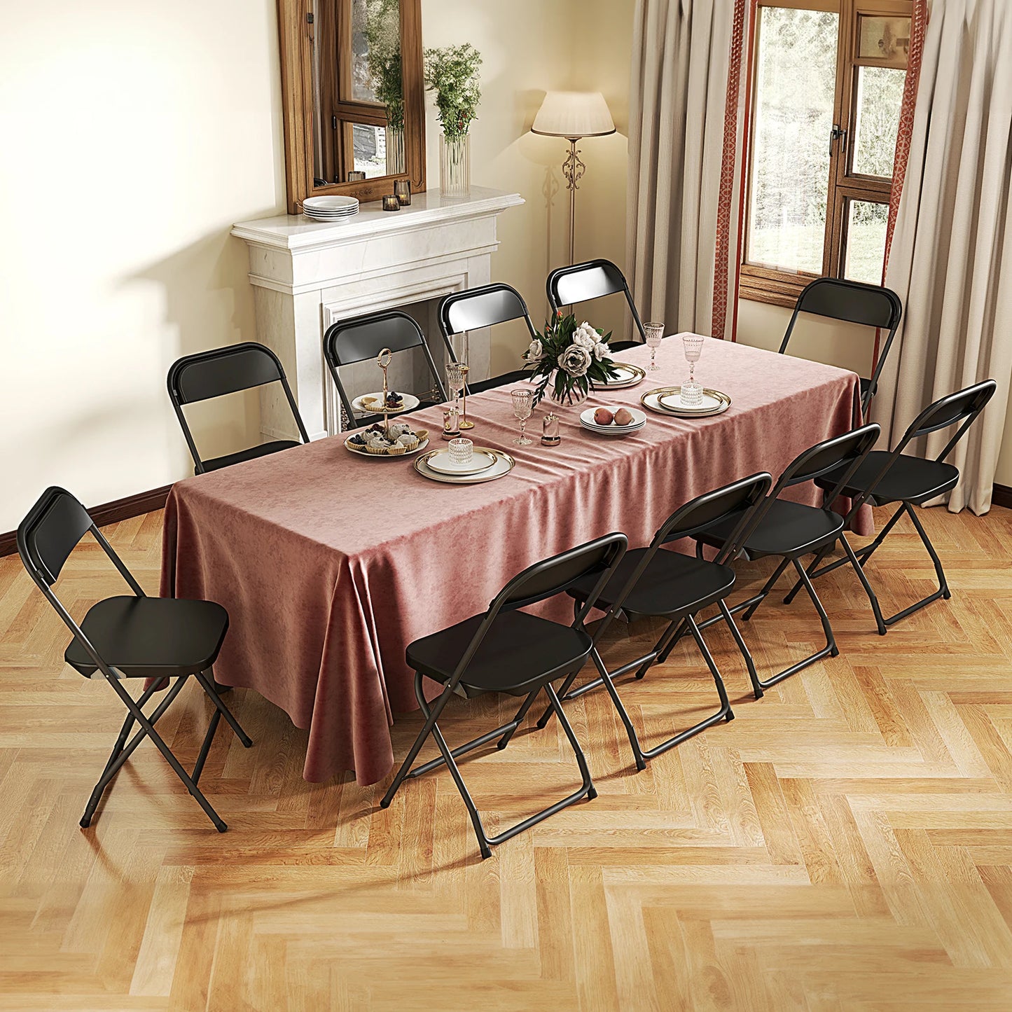 JHK Plastic Folding Chairs Set Indoor Outdoor Lightweight Portable