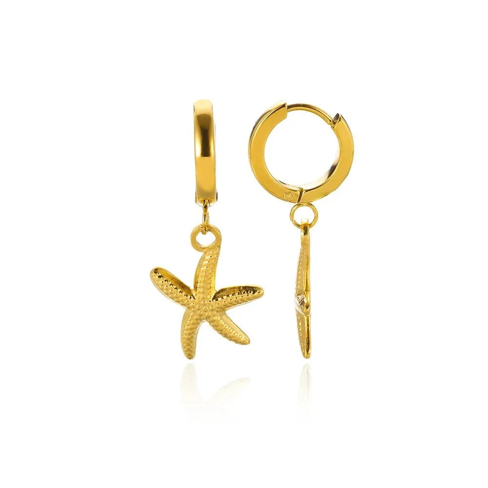 ICFTZWECN Vintage Starfish Stainless Steel Stud Earrings