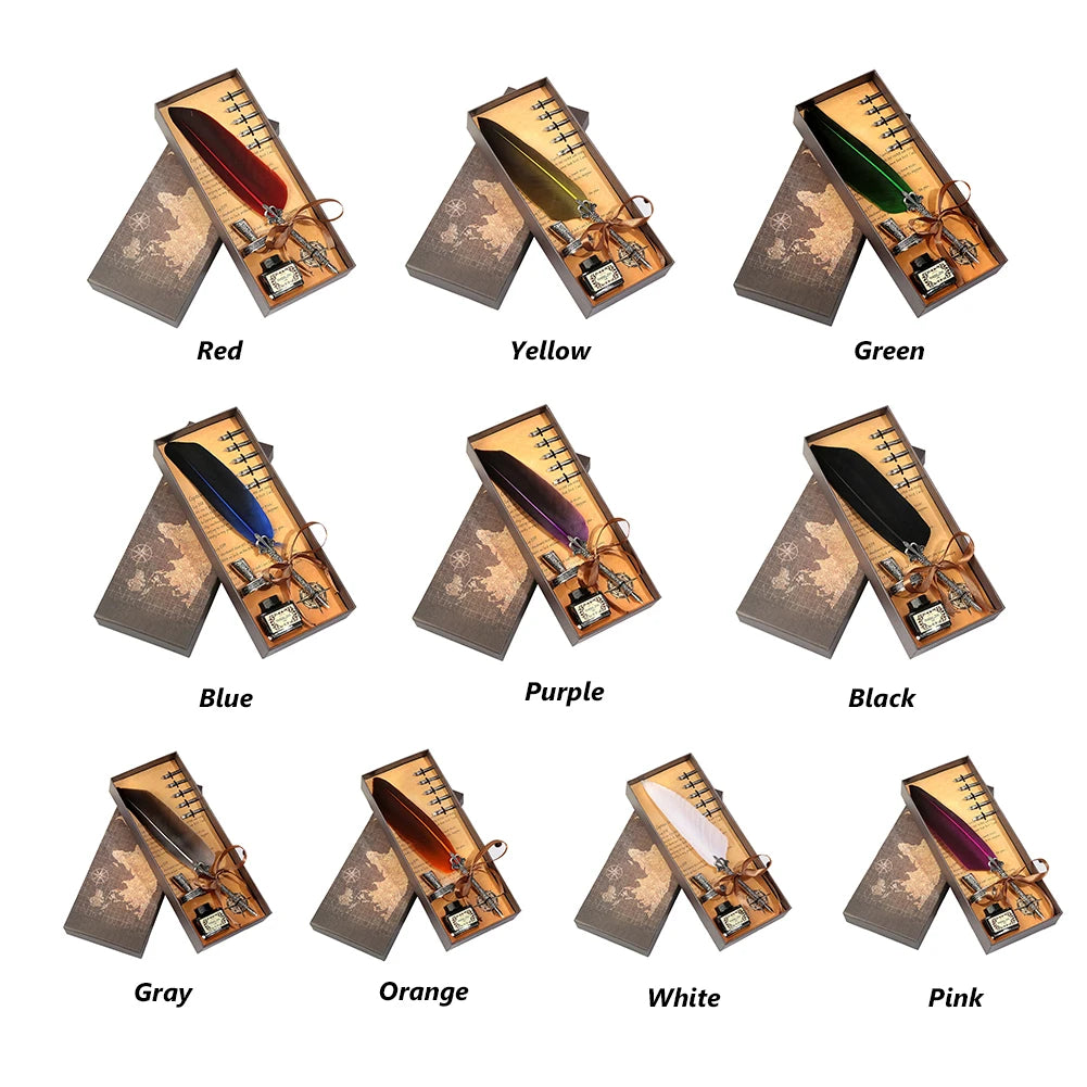 Feather Dip Pen Retro Calligraphy Set Quill Fountain Pens